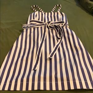 J crew Apron dress blue striped size 4 Tailored